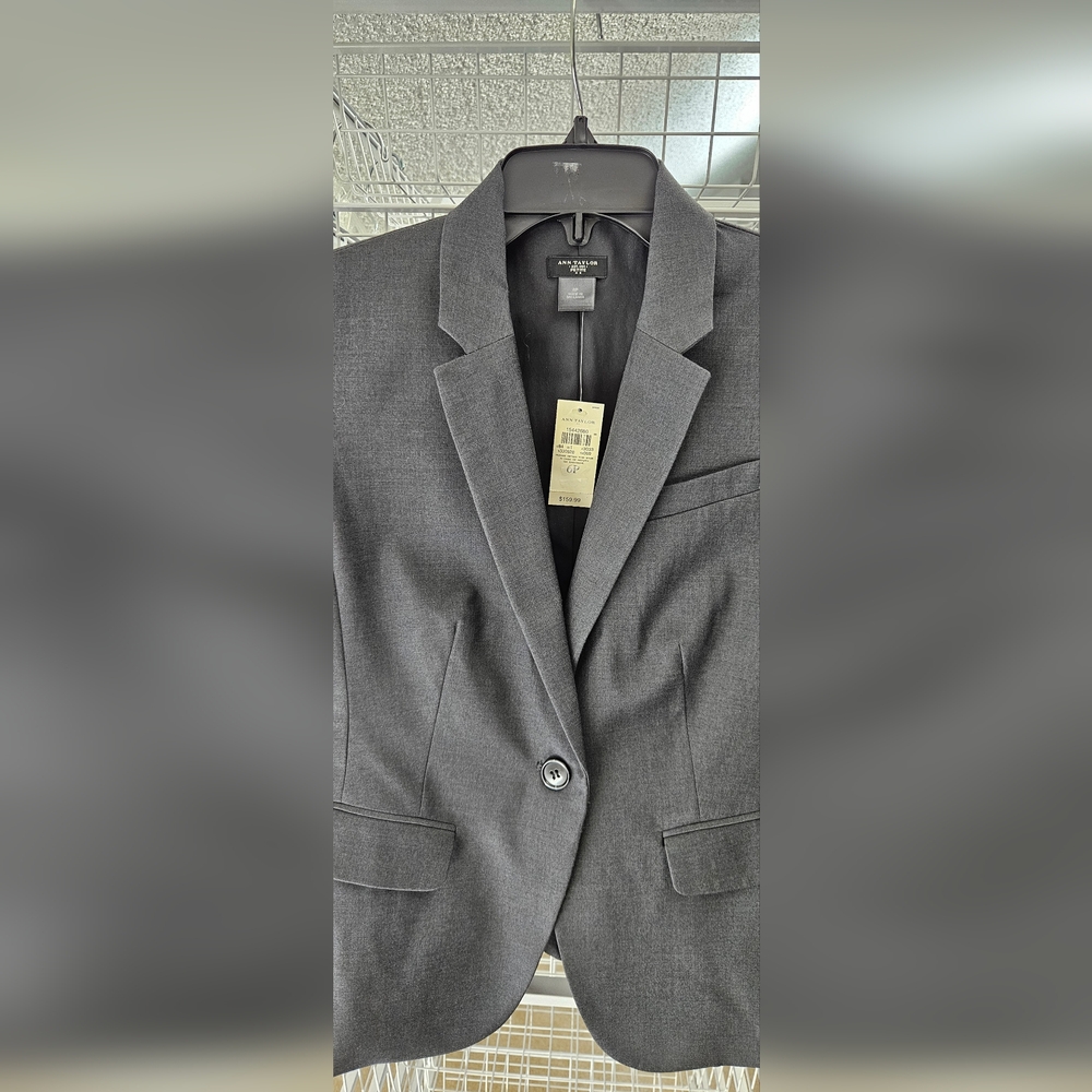 Ann Taylor Gray Single-Breasted Tailored Blazer